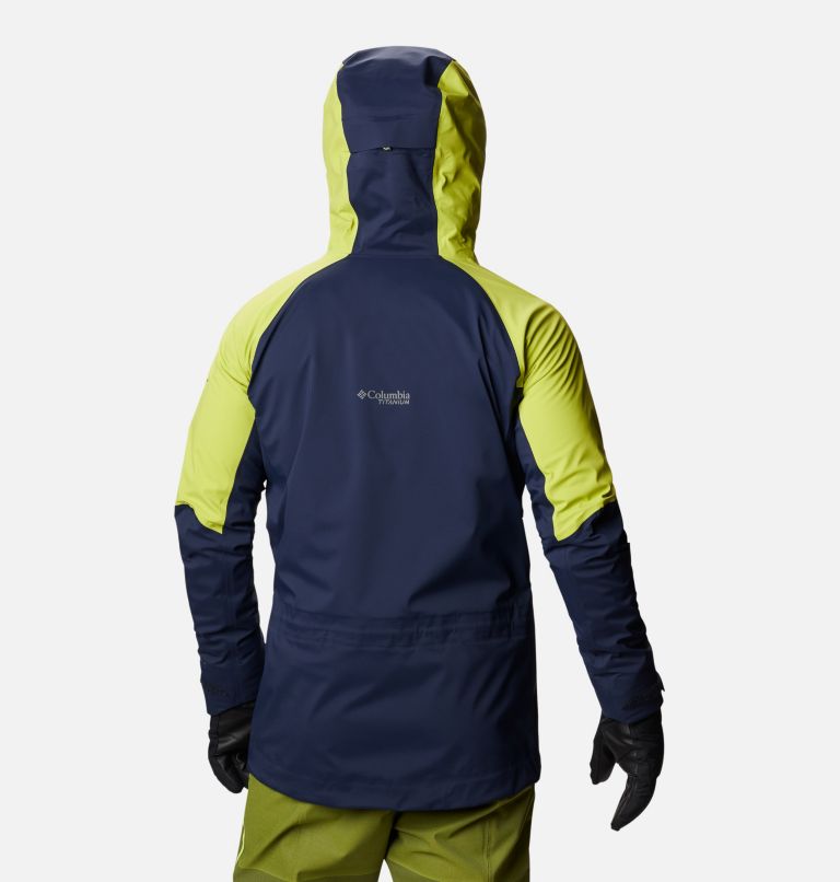 Men's Peak Pursuit Shell, Color: Collegiate Navy, Bright Chartreuse, image 2