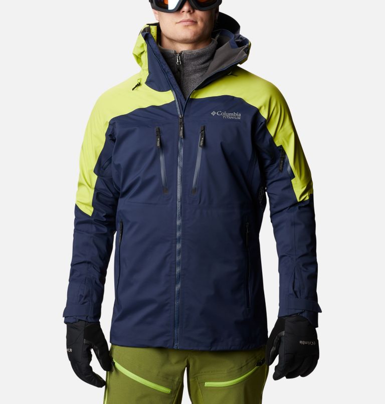 Men's Peak Pursuit Shell, Color: Collegiate Navy, Bright Chartreuse, image 1