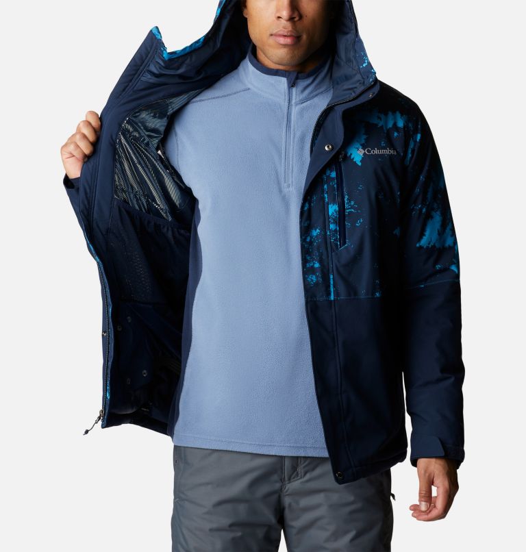 Men's Winter District Insulated Ski Jacket, Color: Coll Navy, Compass Blue Lookup Print, image 5