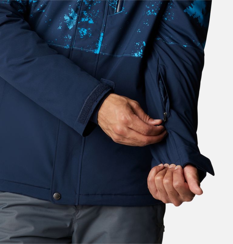 Thumbnail: Men's Winter District Insulated Ski Jacket, Color: Coll Navy, Compass Blue Lookup Print, image 7