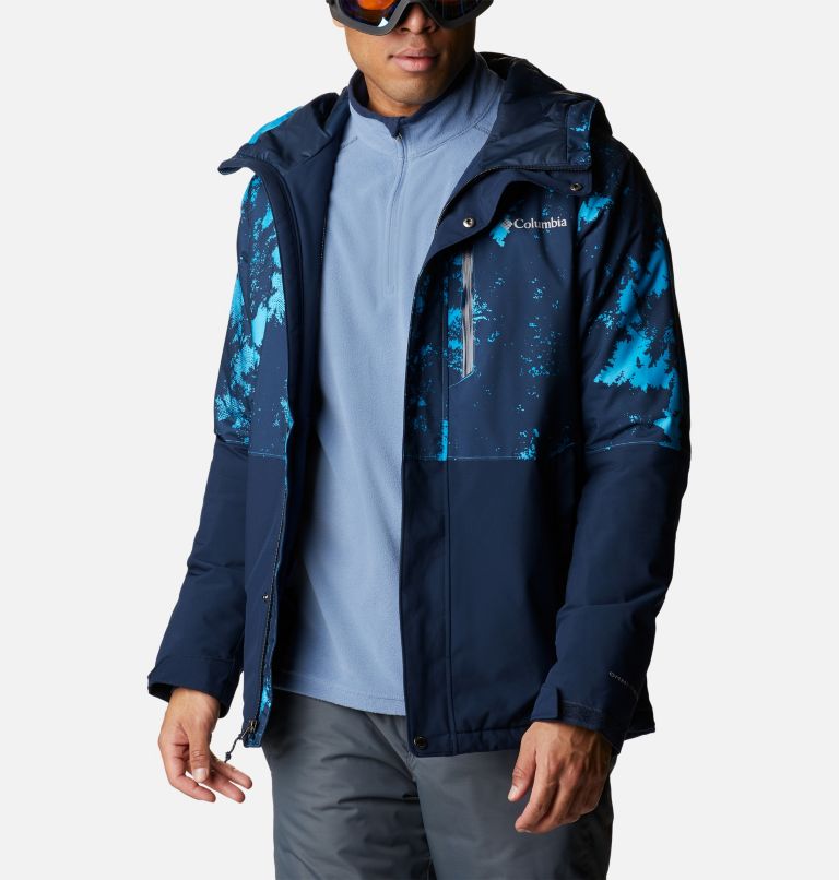 Men's Winter District Insulated Ski Jacket, Color: Coll Navy, Compass Blue Lookup Print, image 10