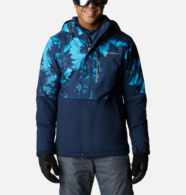 Thumbnail: Men's Winter District Insulated Ski Jacket, Color: Coll Navy, Compass Blue Lookup Print, image 1