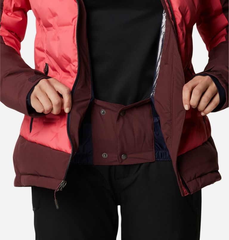 Women's Wild Card Down Jacket, Color: Bright Geranium, Malbec, image 12