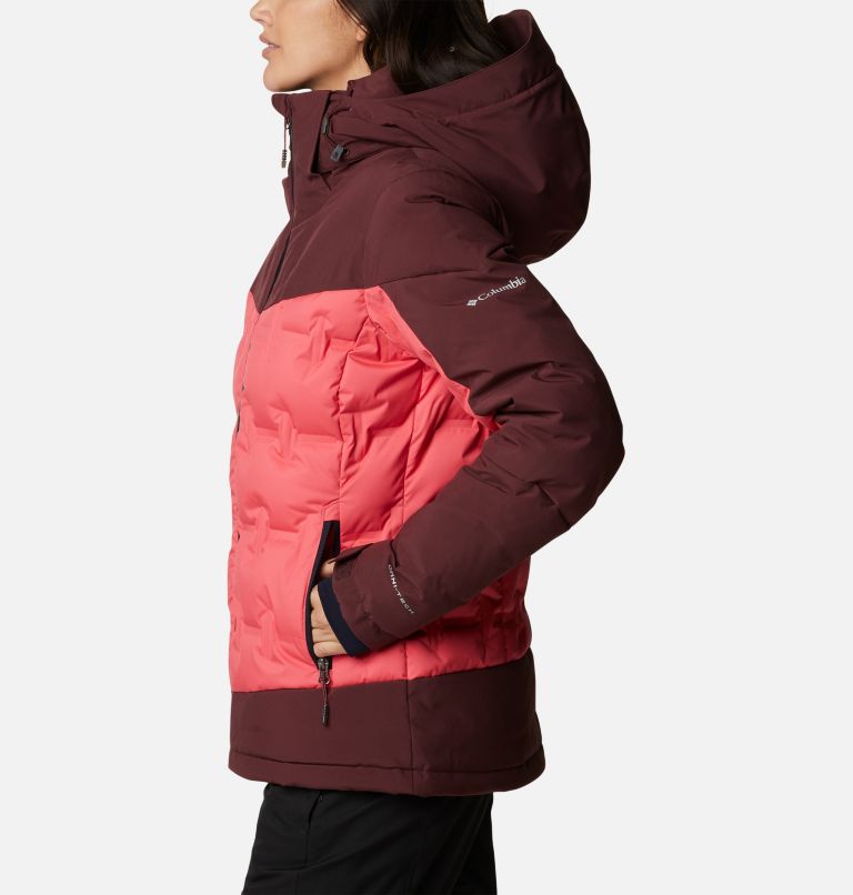 Women's Wild Card Down Jacket, Color: Bright Geranium, Malbec, image 3