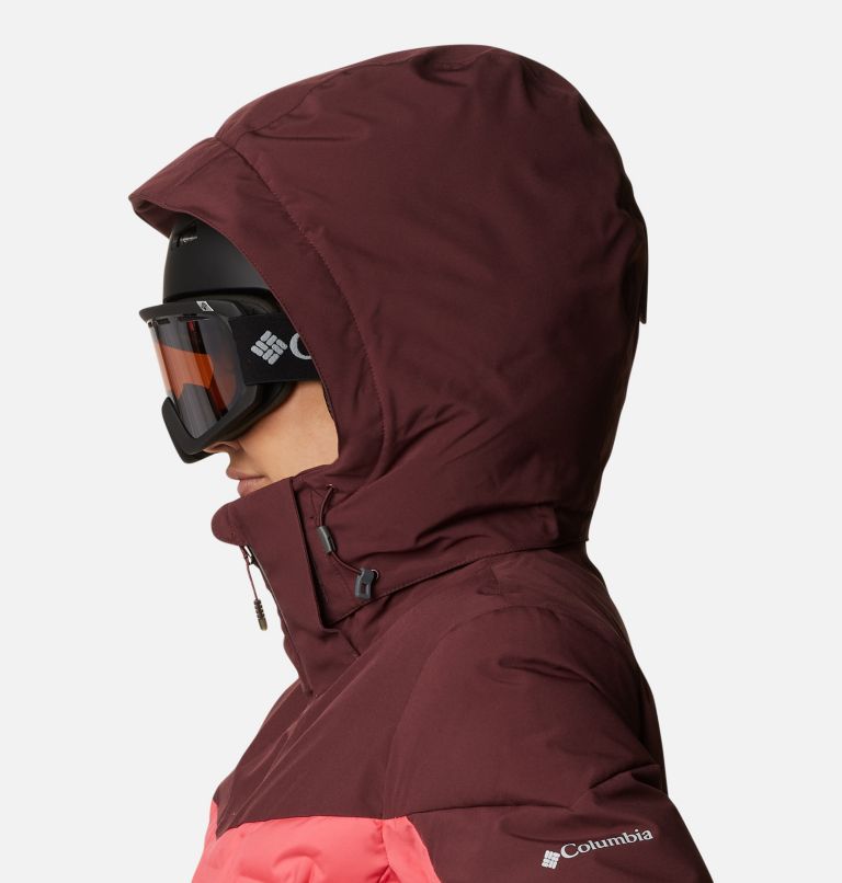 Women's Wild Card Down Jacket, Color: Bright Geranium, Malbec, image 7