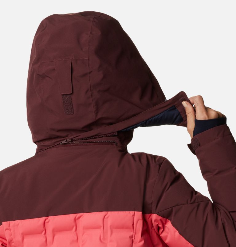 Women's Wild Card Down Jacket, Color: Bright Geranium, Malbec, image 8