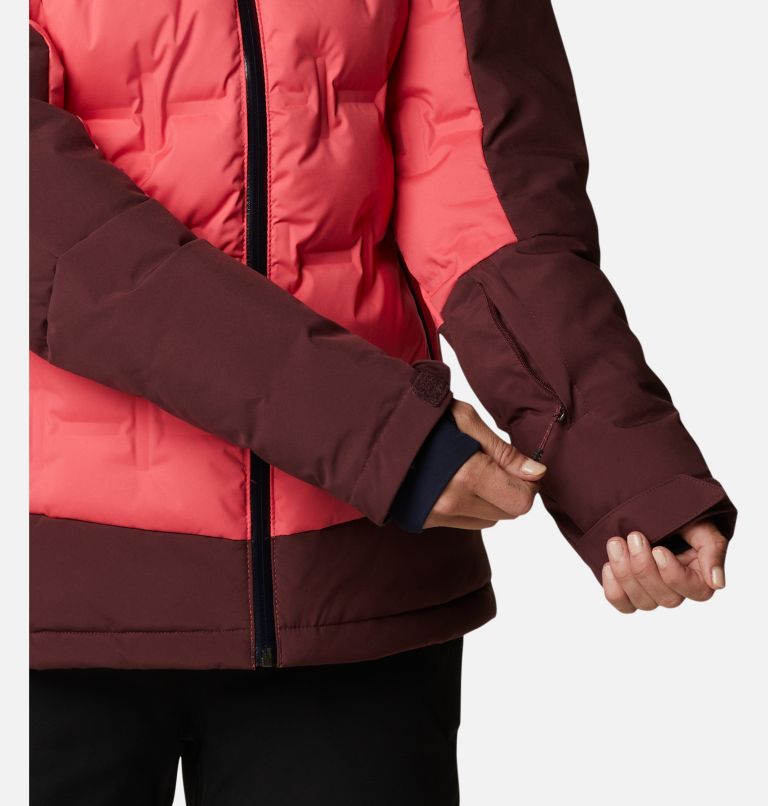 Women's Wild Card Down Jacket, Color: Bright Geranium, Malbec, image 9
