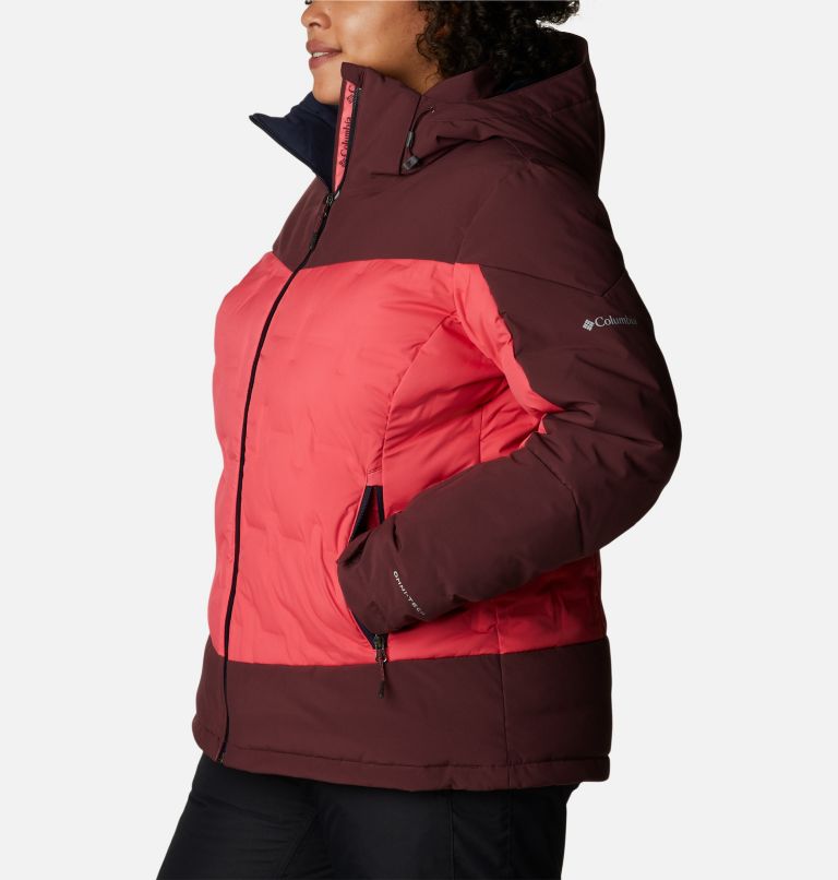 Women's Wild Card Down Jacket - Plus Size, Color: Bright Geranium, Malbec, image 3