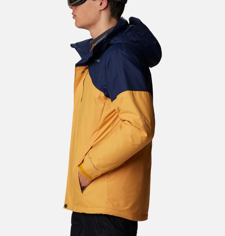 Thumbnail: Men's Last Tracks Insulated Ski Jacket, Color: Raw Honey, Collegiate Navy, image 3