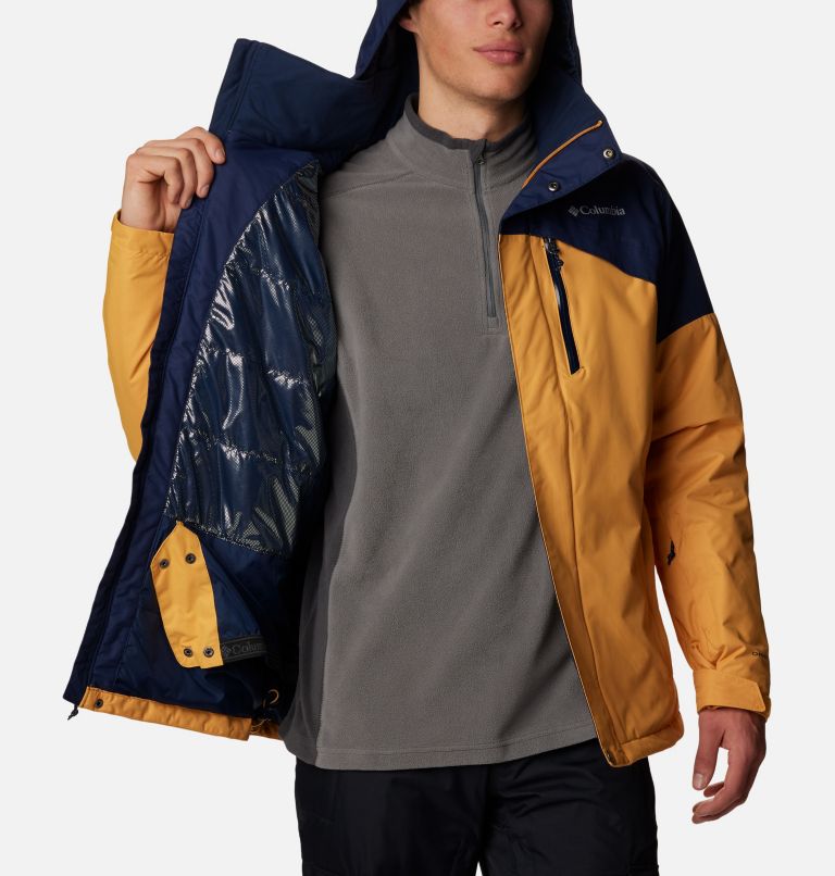 Thumbnail: Men's Last Tracks Insulated Ski Jacket, Color: Raw Honey, Collegiate Navy, image 5