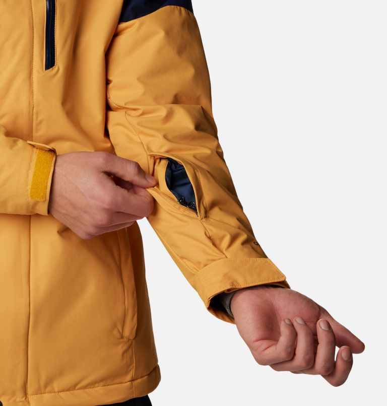 Men's Last Tracks Insulated Ski Jacket, Color: Raw Honey, Collegiate Navy, image 9