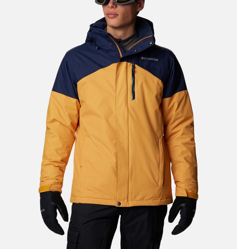 Men's Last Tracks Insulated Ski Jacket, Color: Raw Honey, Collegiate Navy, image 1