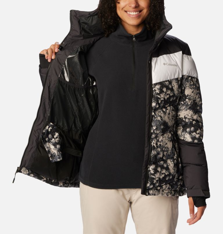 Women's Abbott Peak Insulated Jacket, Color: Black Iceblooms Print, Shark, White, image 5