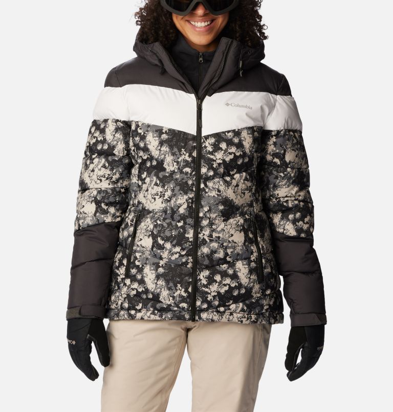 Women's Abbott Peak Insulated Jacket, Color: Black Iceblooms Print, Shark, White, image 1