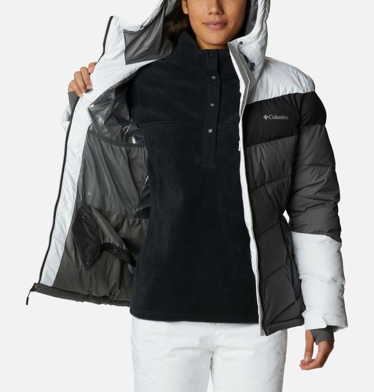 Women's Abbott Peak Insulated Waterproof Ski Jacket, Color: City Grey, Shark, White, image 5
