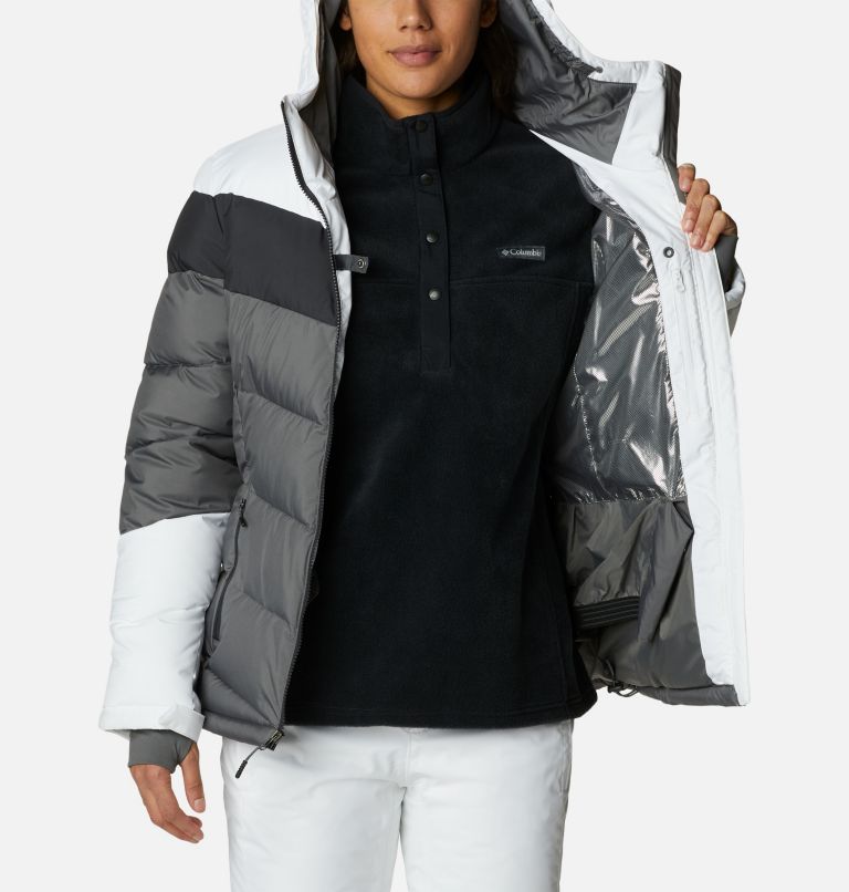 Women's Abbott Peak Insulated Waterproof Ski Jacket, Color: City Grey, Shark, White, image 6