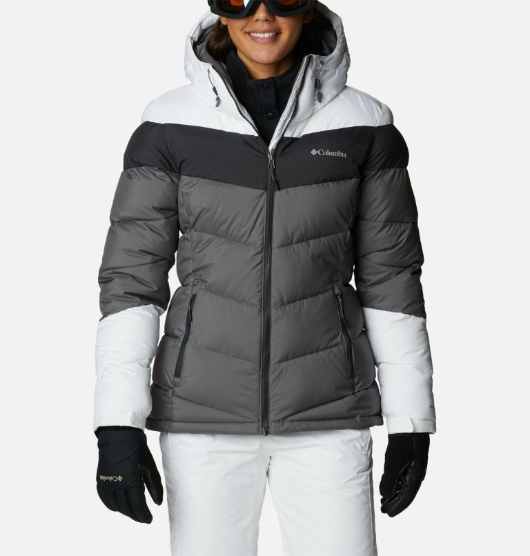 Thumbnail: Women's Abbott Peak Insulated Waterproof Ski Jacket, Color: City Grey, Shark, White, image 1