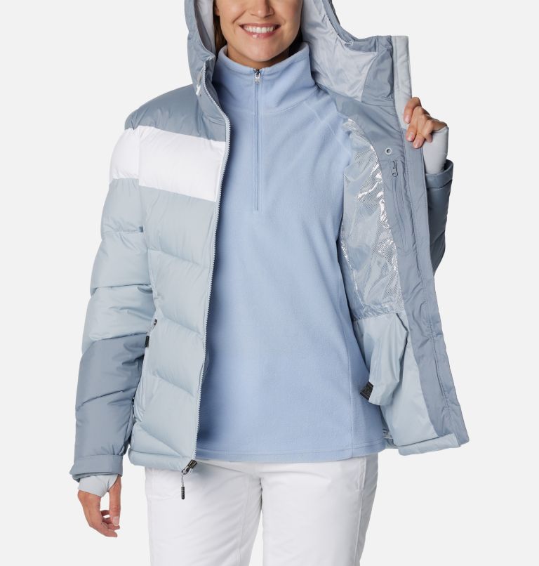 Women's Abbott Peak Insulated Waterproof Ski Jacket, Color: Cirrus Grey, White, Tradewinds Grey, image 6