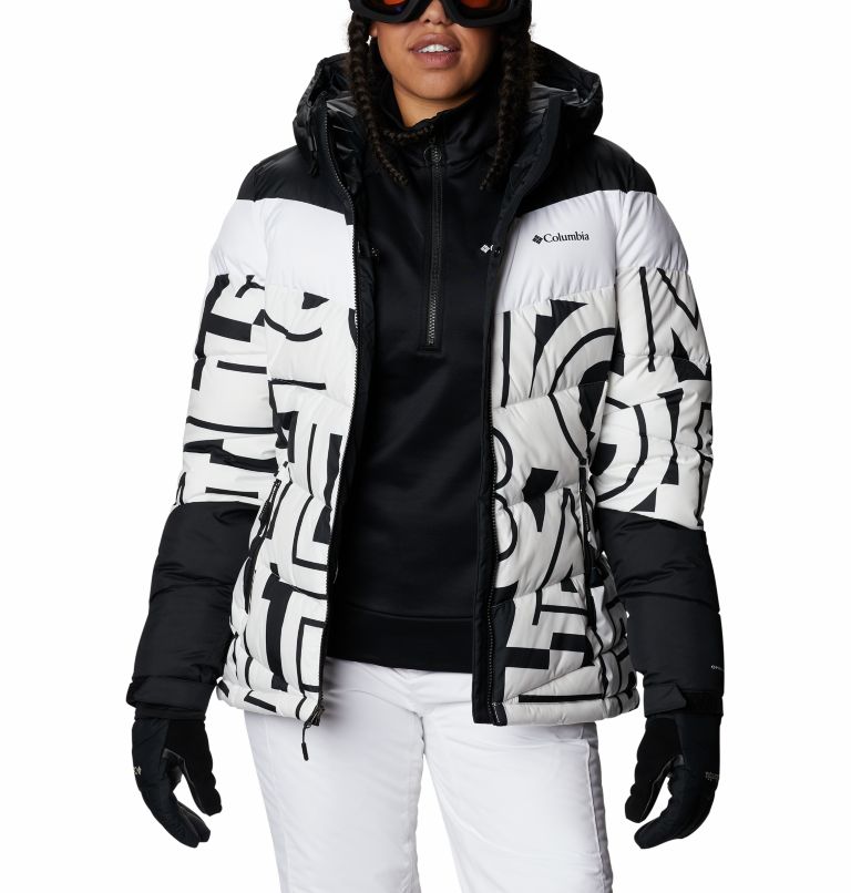 Abbott Peak Insulated Jacket | 100 | XS, Color: White Typo Print, Black, image 10