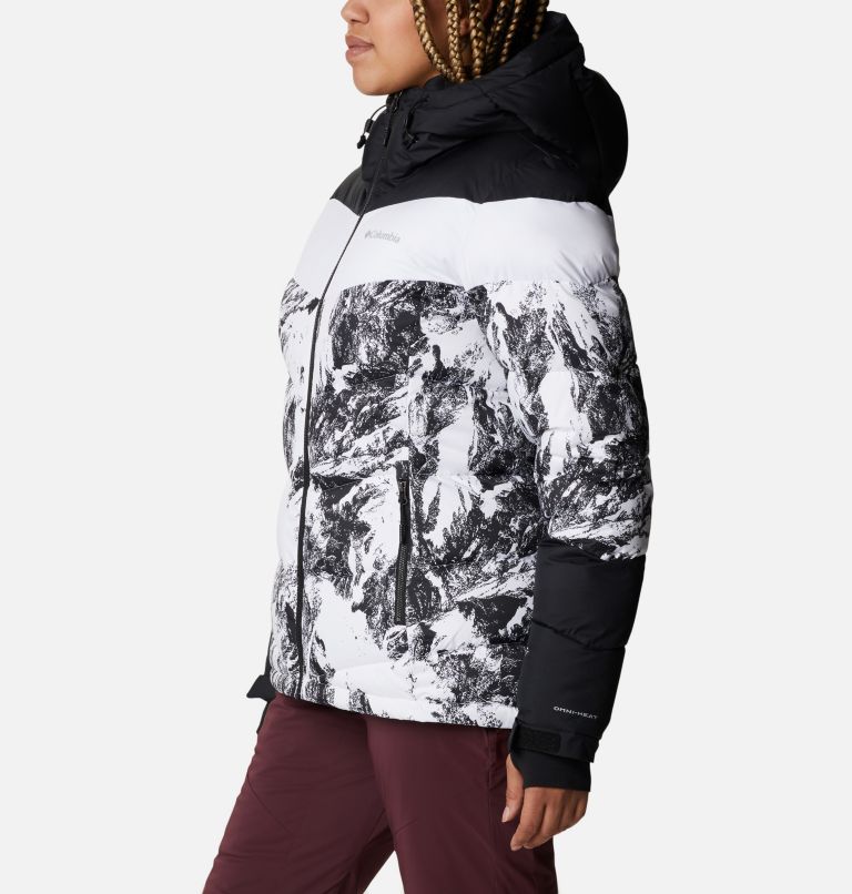 Women's Abbott Peak Insulated Ski Jacket, Color: White Berg Print, Black, White, image 3
