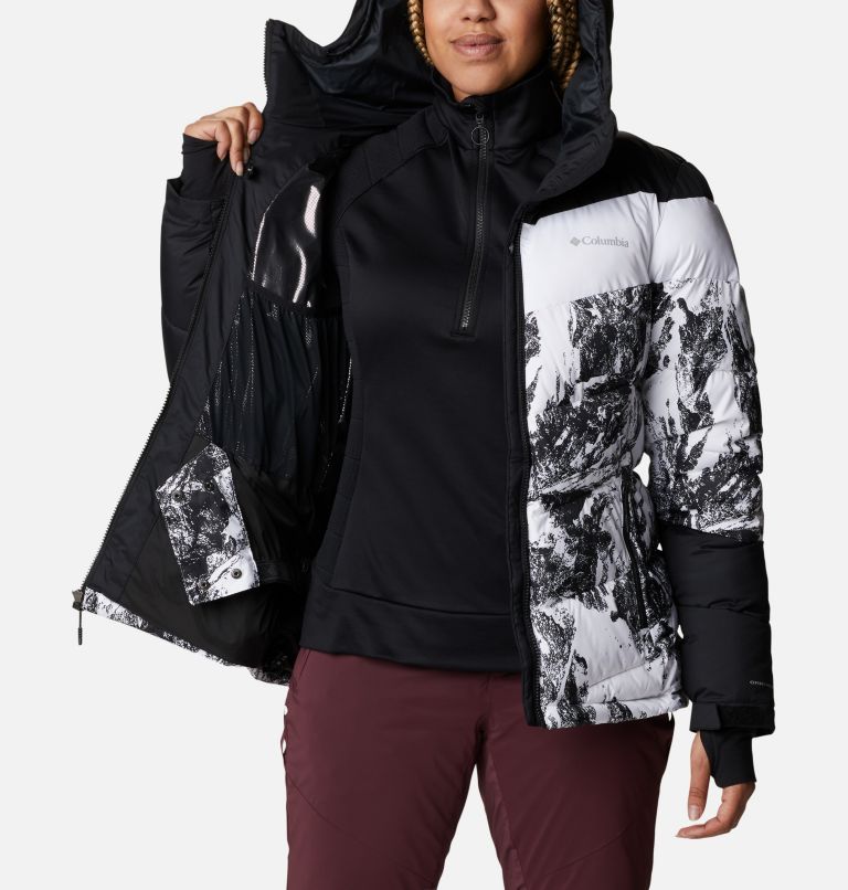 Women's Abbott Peak Insulated Ski Jacket, Color: White Berg Print, Black, White, image 5