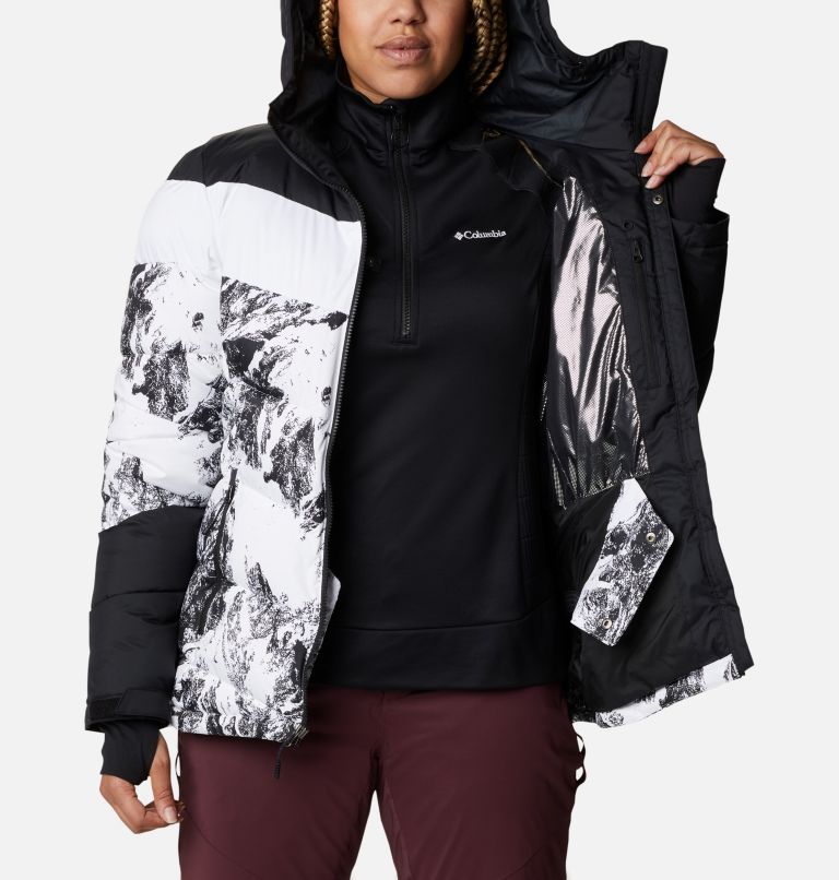 Women's Abbott Peak Insulated Ski Jacket, Color: White Berg Print, Black, White, image 6