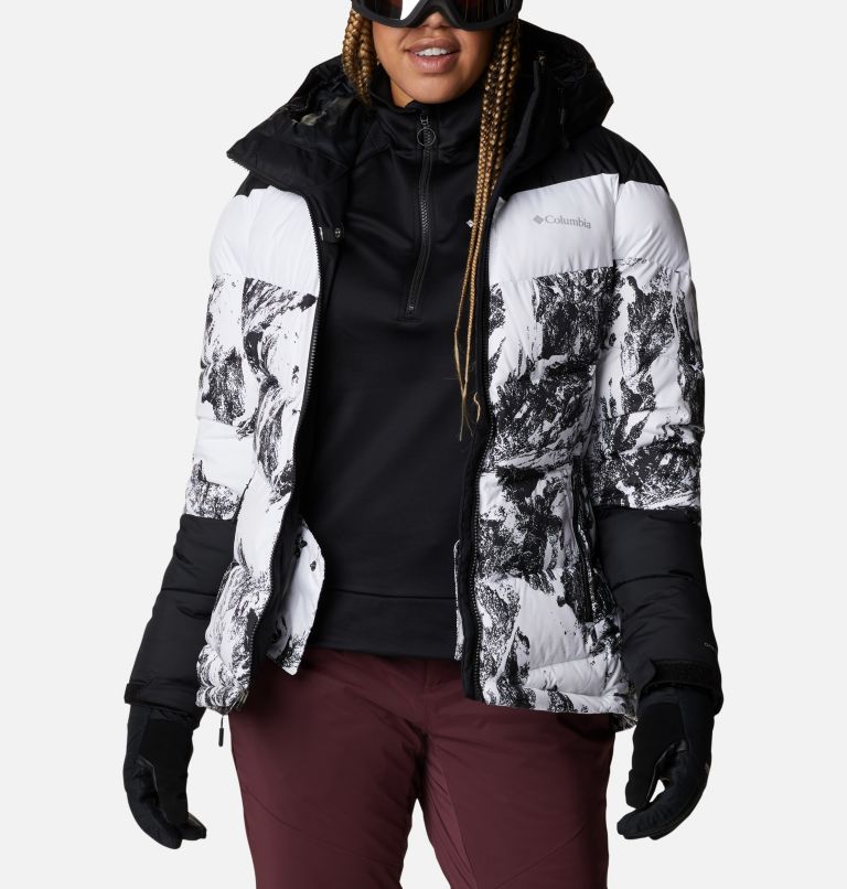 Women's Abbott Peak Insulated Ski Jacket, Color: White Berg Print, Black, White, image 10