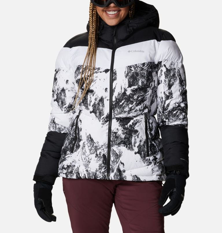 Women's Abbott Peak Insulated Ski Jacket, Color: White Berg Print, Black, White, image 1