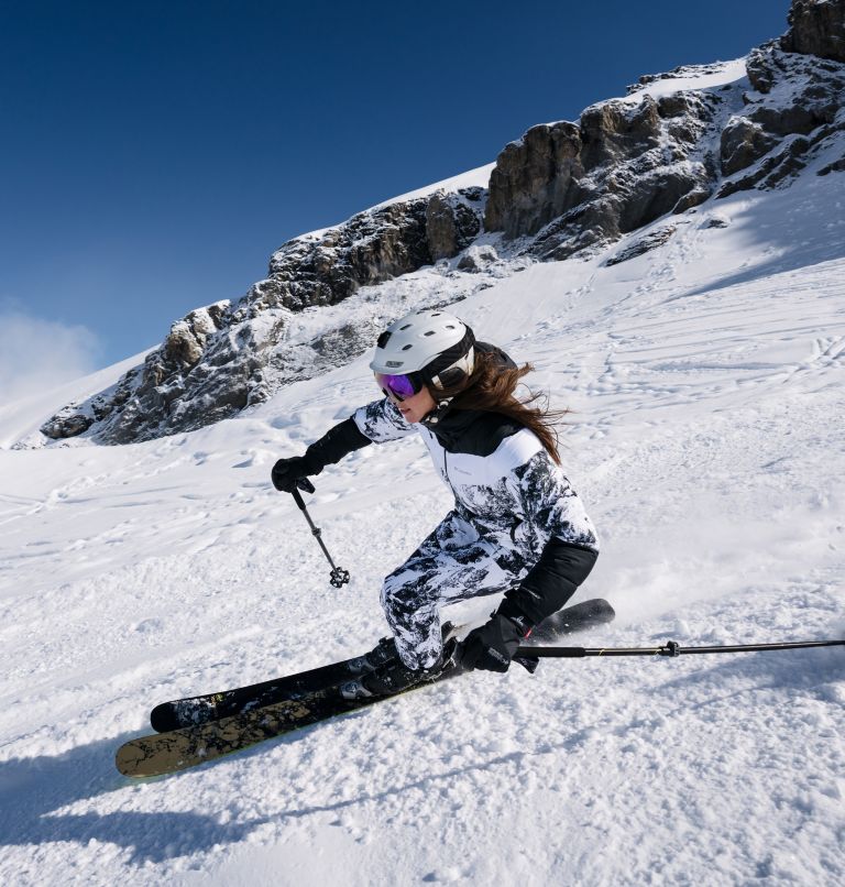 Women's Abbott Peak Insulated Ski Jacket, Color: White Berg Print, Black, White, image 13