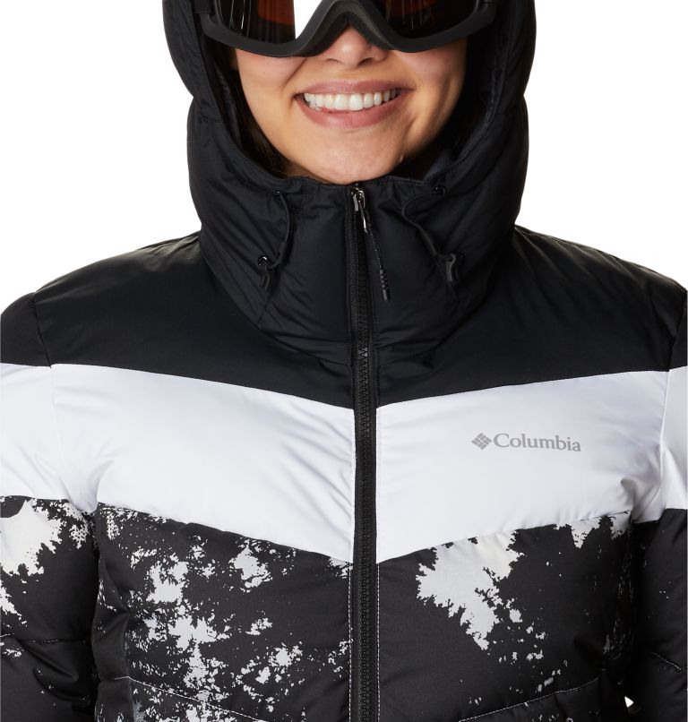 Women's Abbott Peak Insulated Waterproof Ski Jacket, Color: White Lookup Print, Black, White, image 5