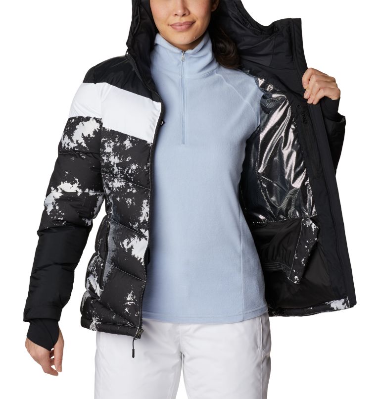 Women's Abbott Peak Insulated Jacket, Color: White Lookup Print, Black, White, image 6