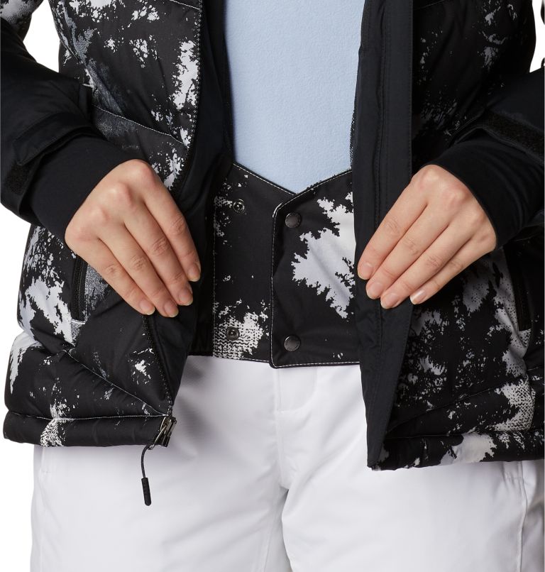 Women's Abbott Peak Insulated Waterproof Ski Jacket, Color: White Lookup Print, Black, White, image 9