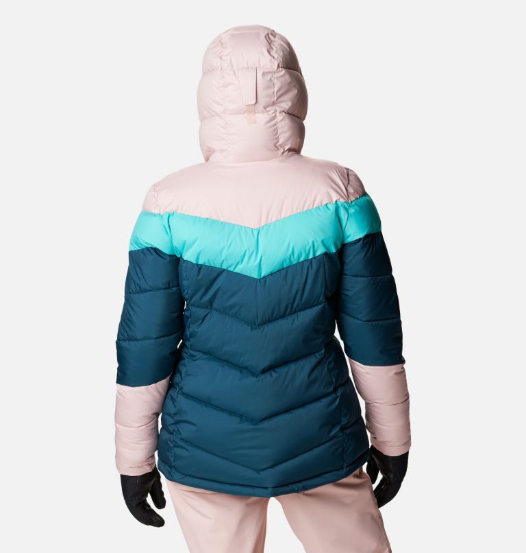 Women's Abbott Peak Insulated Waterproof Ski Jacket, Color: Night Wave, Dusty Pink, Bright Aqua, image 2