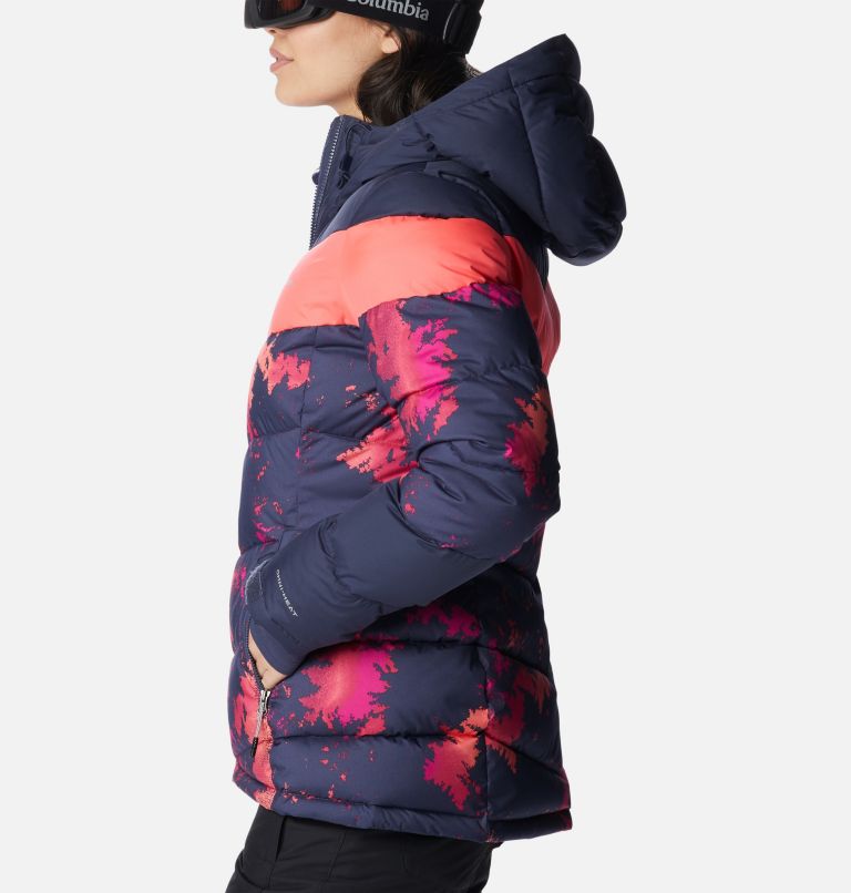 Women's Abbott Peak Insulated Waterproof Ski Jacket, Color: Nocturnal Lookup, Nocturnal, Neon Sun, image 3