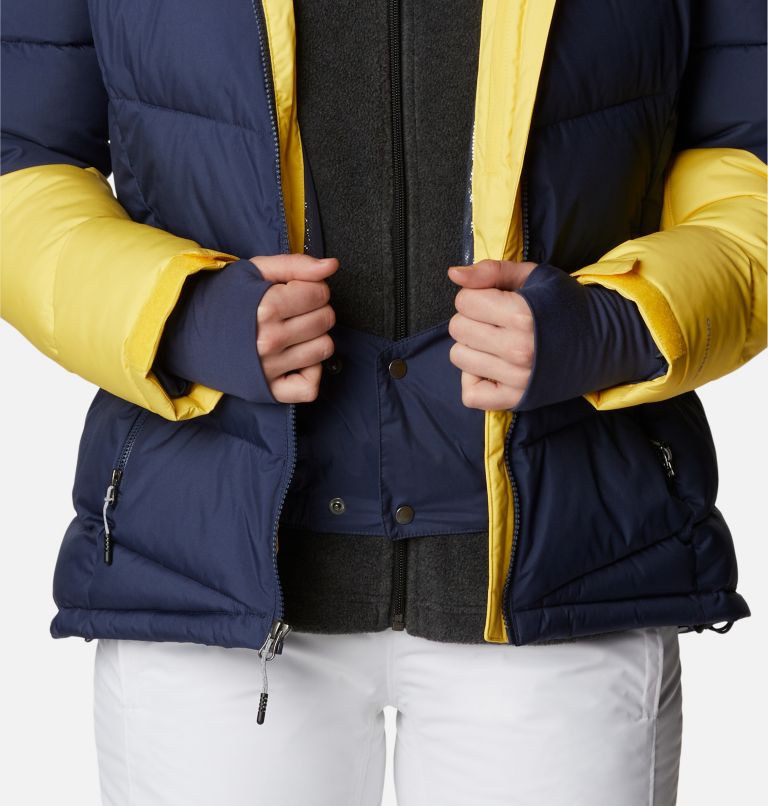 Women's Abbott Peak Insulated Waterproof Ski Jacket, Color: Nocturnal, White, Sun Glow, image 11