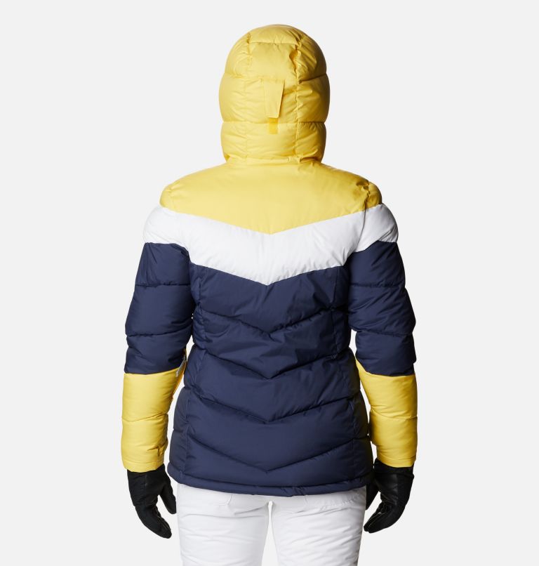Women's Abbott Peak Insulated Waterproof Ski Jacket, Color: Nocturnal, White, Sun Glow, image 2