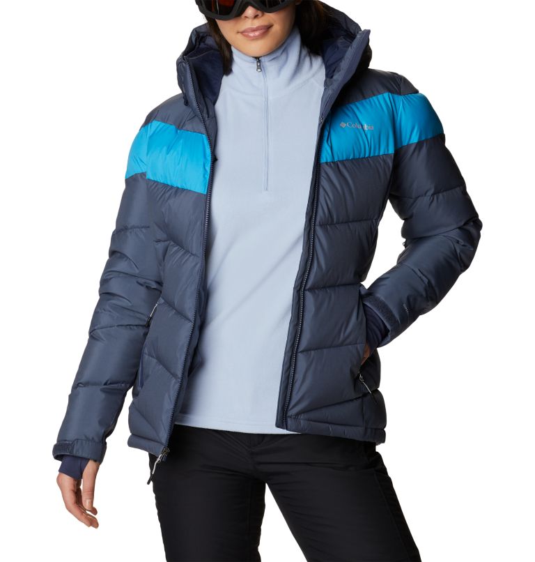 Women's Abbott Peak Insulated Waterproof Ski Jacket, Color: Nocturnal Sheen, Blue Chill, image 13