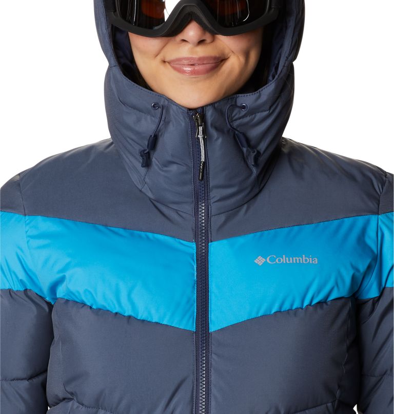 Women's Abbott Peak Insulated Waterproof Ski Jacket, Color: Nocturnal Sheen, Blue Chill, image 4