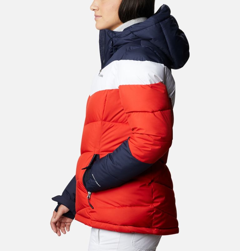 Women's Abbott Peak Insulated Ski Jacket, Color: Bold Orange, Dark Nocturnal, White, image 3