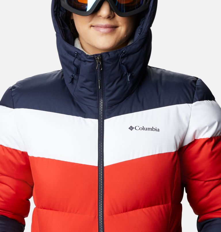 Thumbnail: Women's Abbott Peak Insulated Ski Jacket, Color: Bold Orange, Dark Nocturnal, White, image 4