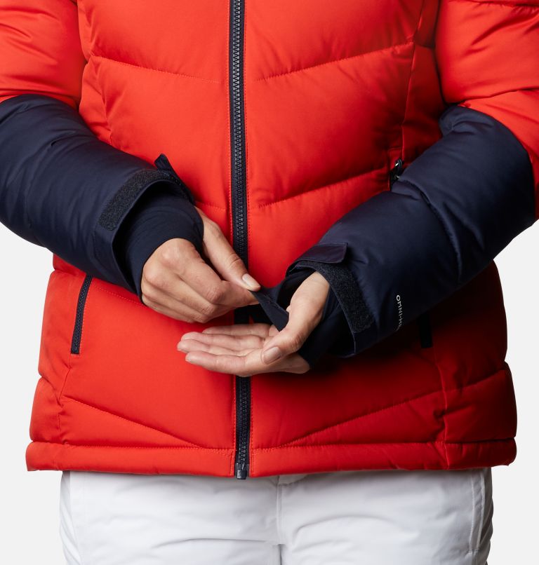 Women's Abbott Peak Insulated Ski Jacket, Color: Bold Orange, Dark Nocturnal, White, image 7