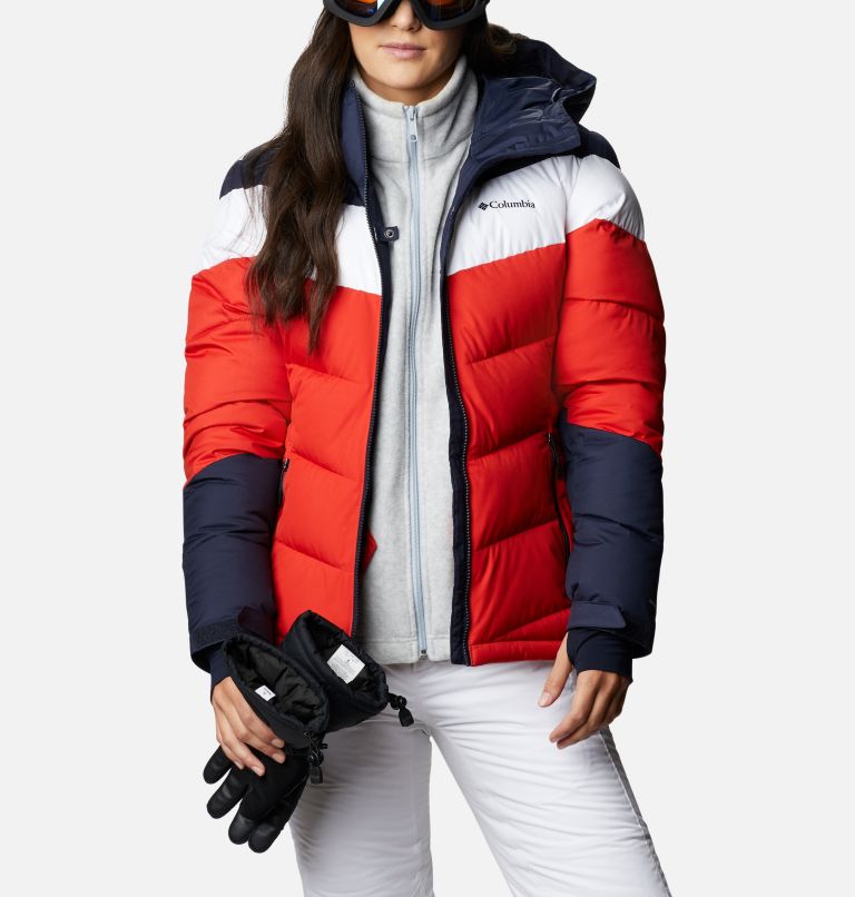 Thumbnail: Women's Abbott Peak Insulated Ski Jacket, Color: Bold Orange, Dark Nocturnal, White, image 10