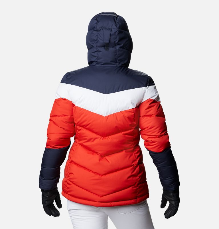 Women's Abbott Peak Insulated Ski Jacket, Color: Bold Orange, Dark Nocturnal, White, image 2