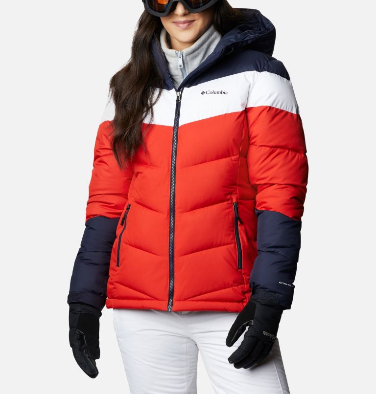 Thumbnail: Women's Abbott Peak Insulated Ski Jacket, Color: Bold Orange, Dark Nocturnal, White, image 1