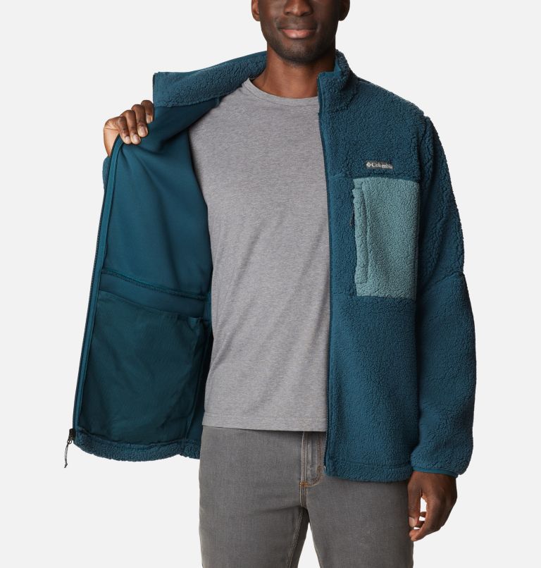 Men's Mountainside Heavyweight Sherpa Fleece Jacket, Color: Night Wave, Metal, image 5