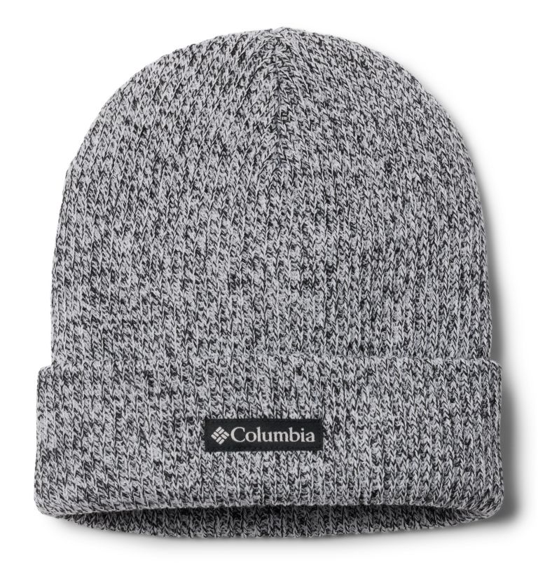 Whirlibird Cuffed Beanie, Color: White, Black Marled, Logo, image 1