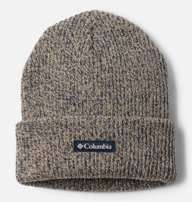 Whirlibird Cuffed Beanie, Color: Ancient Fossil, Coll Navy Marled, Logo, image 1