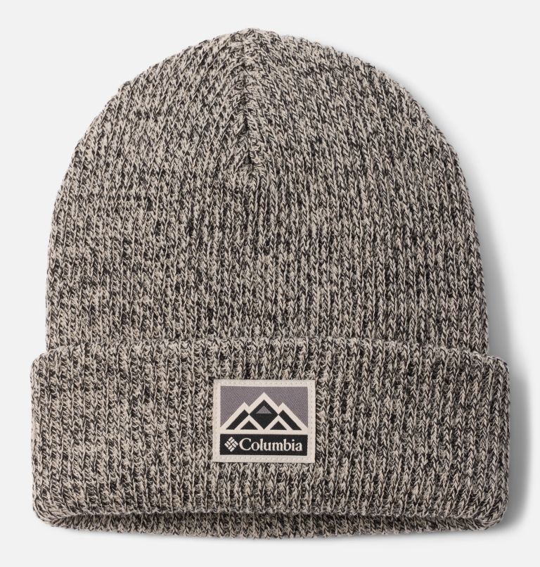 Whirlibird Cuffed Beanie, Color: Dark Stone, Black Marled, Mountains, image 1