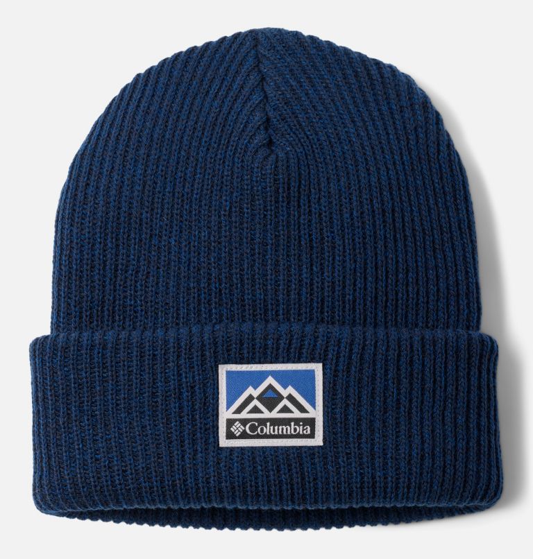Whirlibird Cuffed Beanie, Color: Coll Navy, Mtn Blue Marled, Mountains, image 1