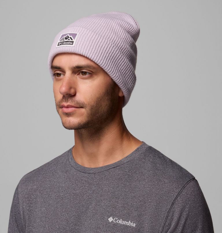 Whirlibird Cuffed Beanie, Color: Lavender Pearl, Mountains, image 2